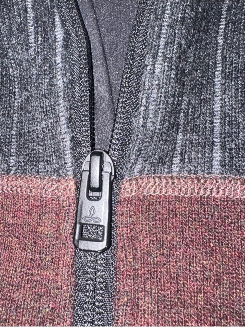 Prana Men's Brown and Charcoal Quarter-Zip Pullover Sweater wool blend